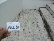 エフロや水垢で汚れ切った石の階段